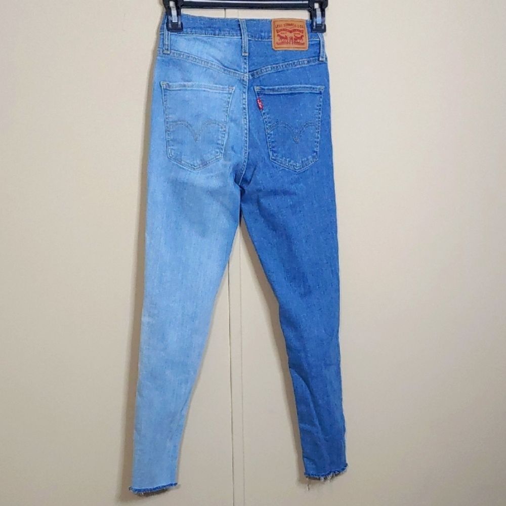 Levi Jeans Mile High Super Skinny Two Tone Ankle Raw Hem Size 24